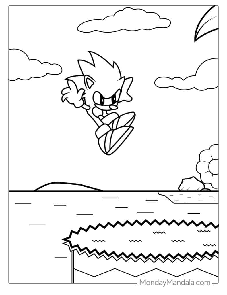 2D Retro Sonic Coloring Page