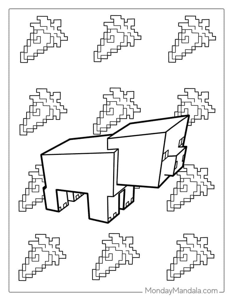 Adorable Minecraft Pig Coloring Page(1)