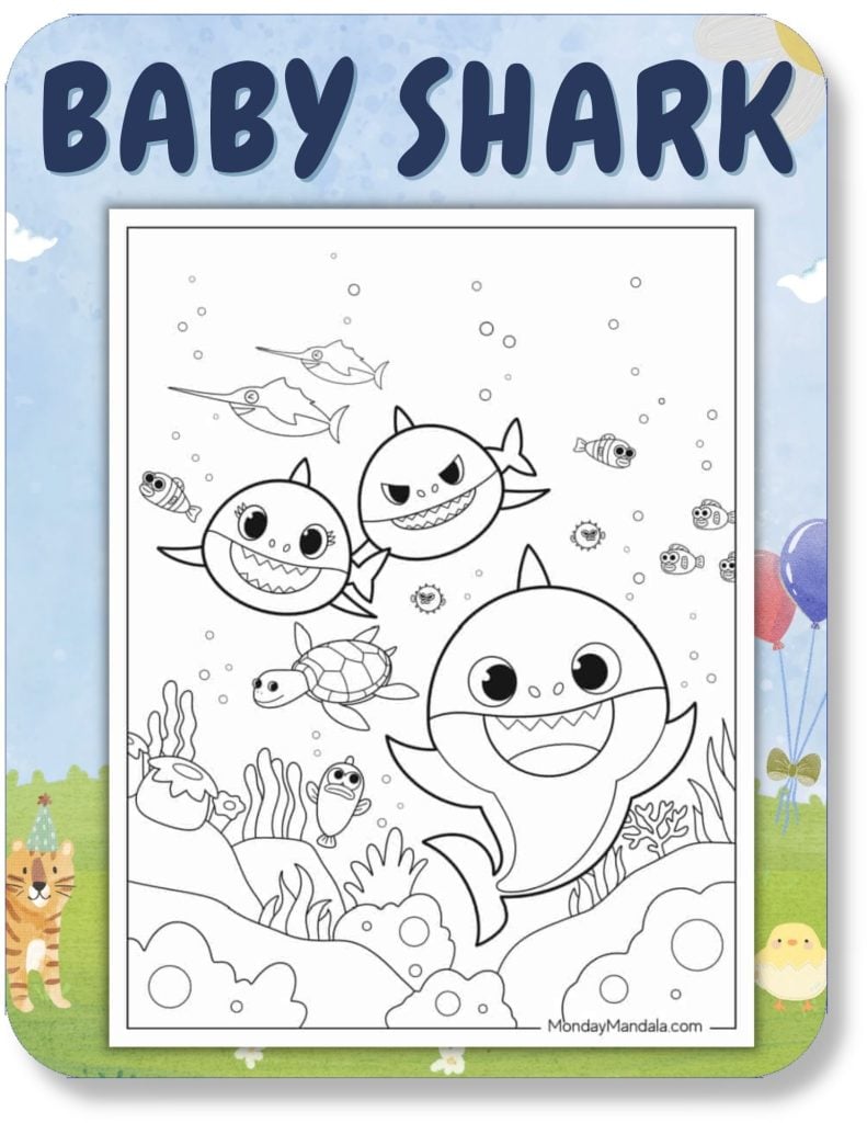 Baby Shark Coloring Pages For Kids v2