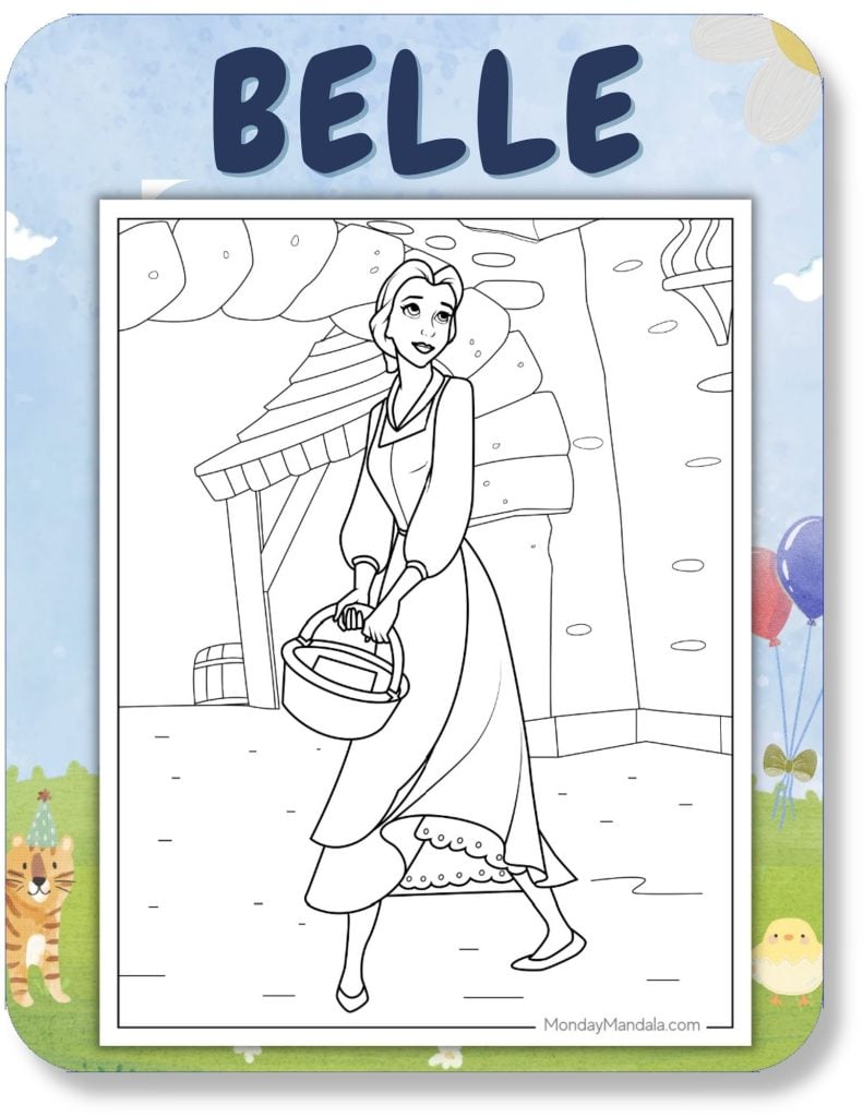 Belle Coloring Pages For Kids v2