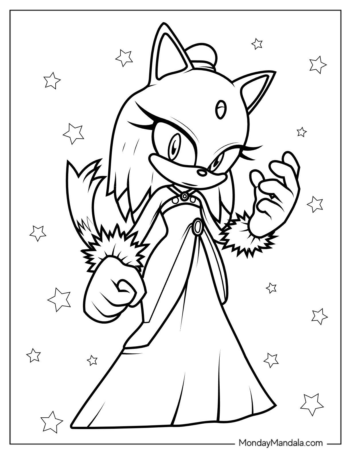 Blaze the Cat Wearing Gown Coloring In