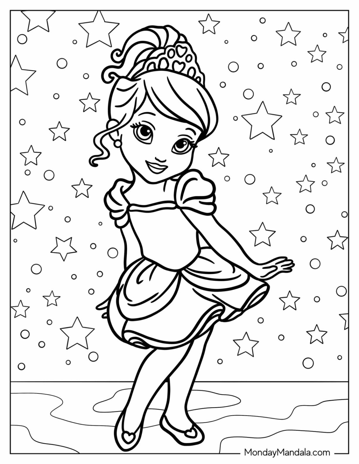 Disney Princess Coloring Page Of Chibi Cinderella In Gown