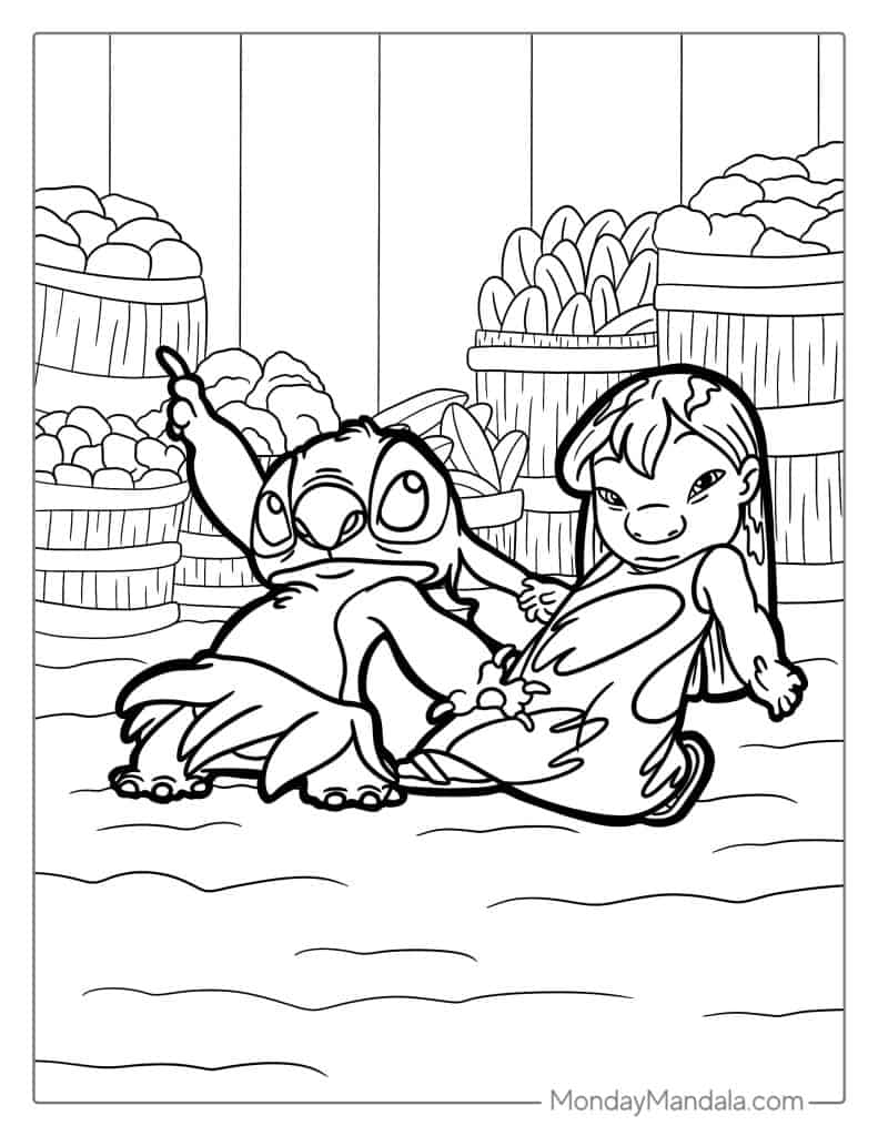 Coloring Page Of Lilo And Stitch Dancing