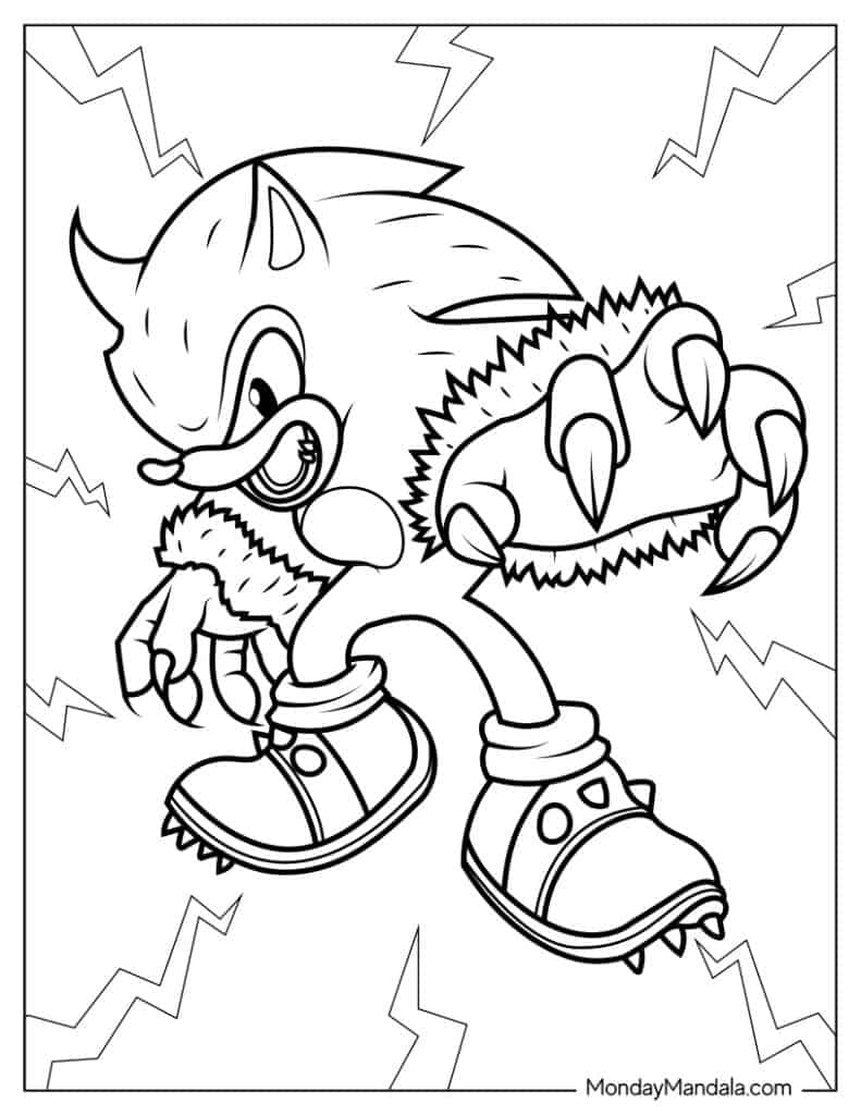 Coloring Page Of Sonic the Werehog For Kids