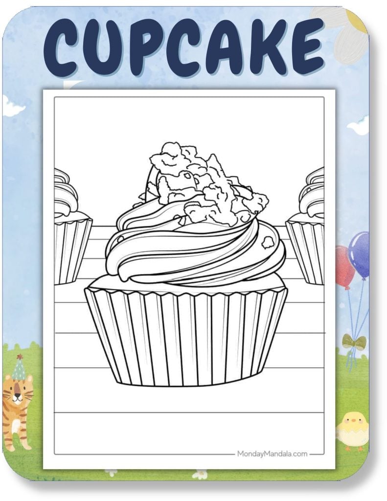 Cupcake Coloring Pages For Kids v2