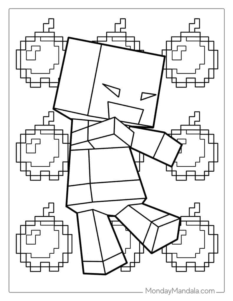 Cute Minecraft Creeper Coloring Page