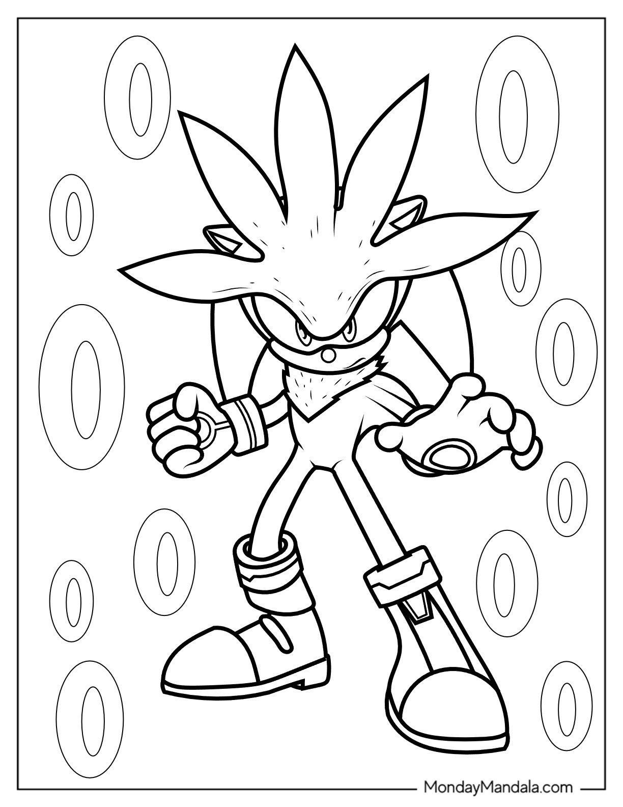 Detailed Outline Of Silver the Hedgehog