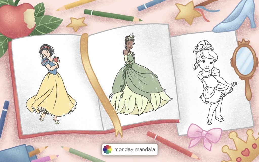 disney princess coloring pages featured image