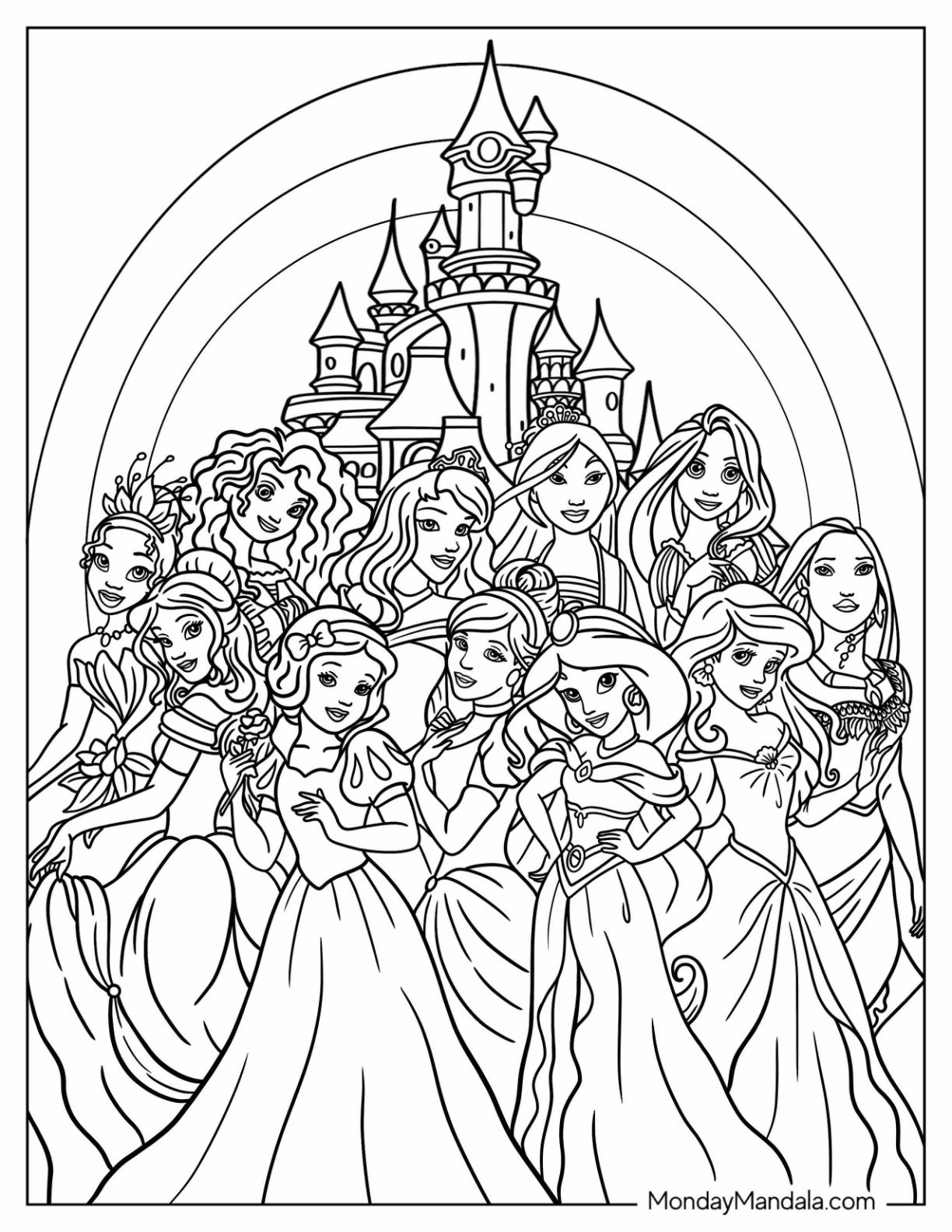 Disney Princess Coloring Page Of Walt Disney Castle
