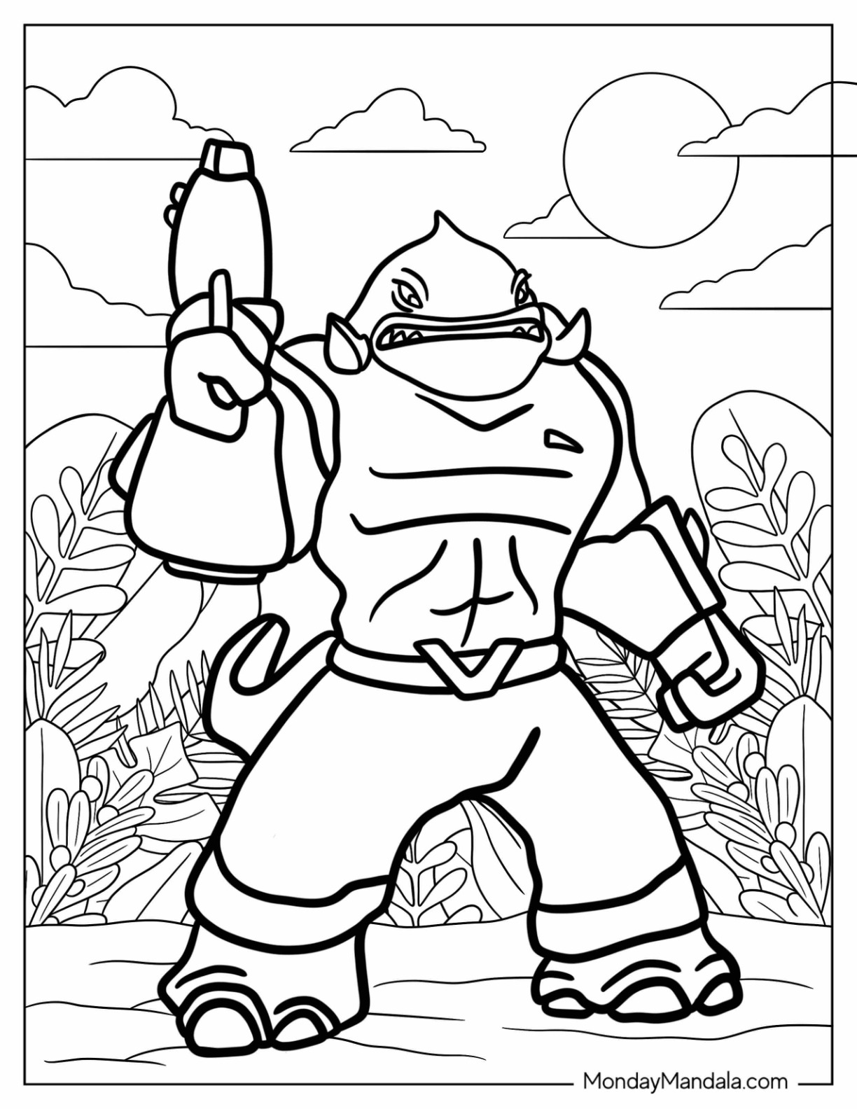 Lilo & Stitch Coloring Page Of Easy Captain Gantu Outline