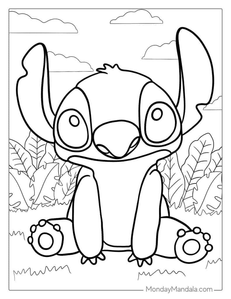 Easy To Color Stitch Character For Preschoolers