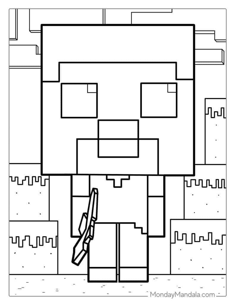 Funko Pop Minecraft Steve Coloring Sheet