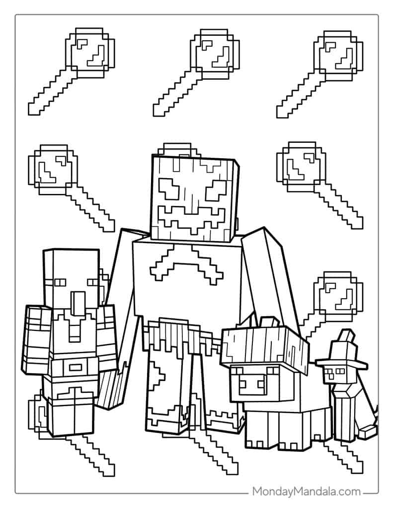 Halloween Inspired Minecraft Coloring Page For Kids