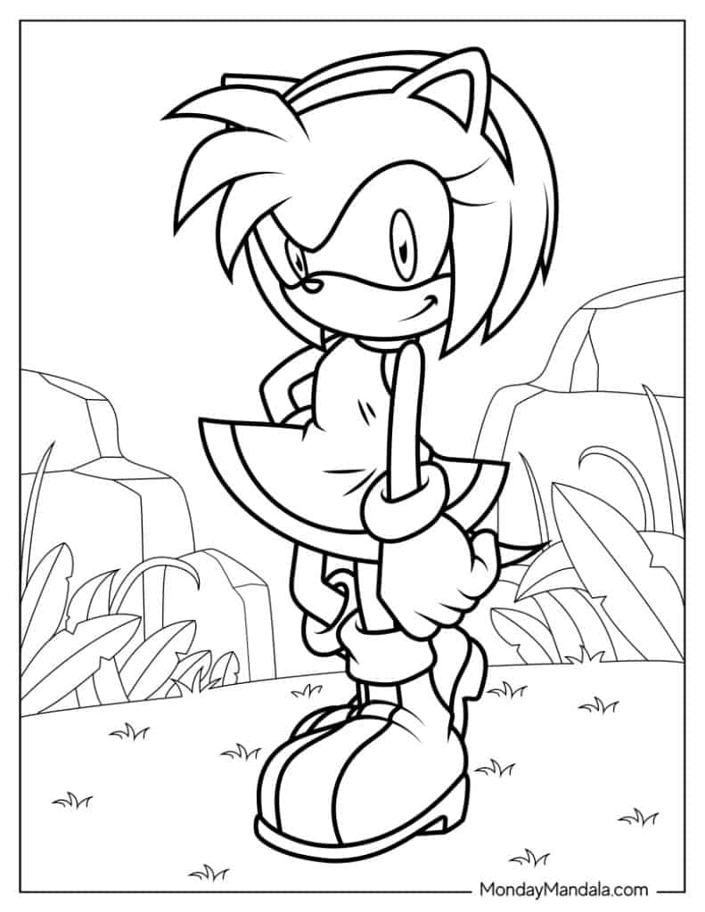 Kawaii Amy Rose Coloring Sheet For Kids