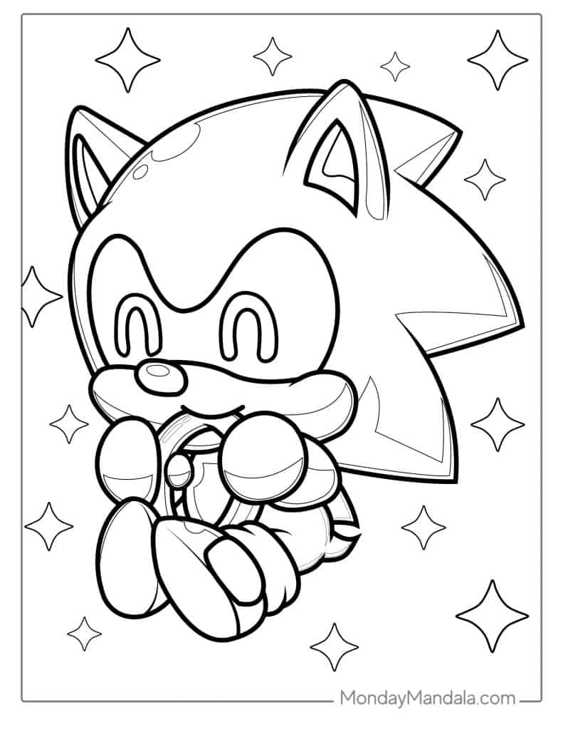 Kawaii Baby Sonic Coloring Page For Kids