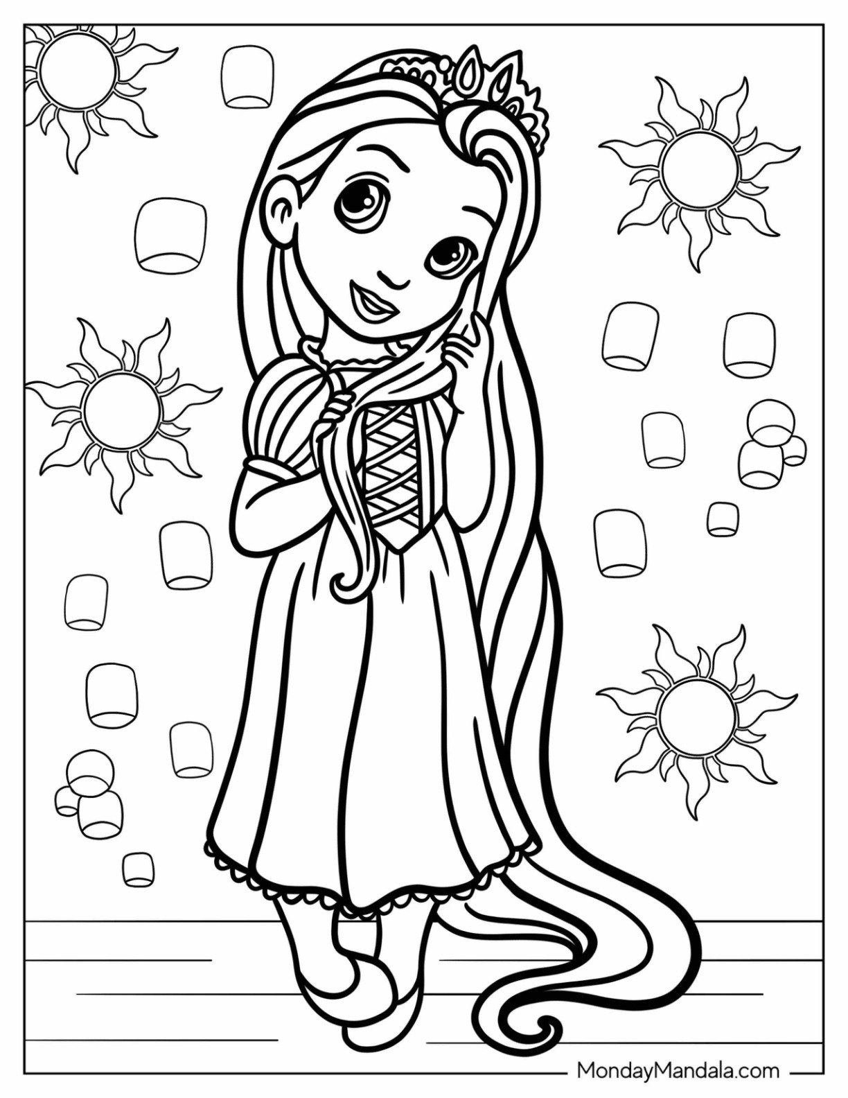 Disney Princess Coloring Page Of Kawaii Rapunzel