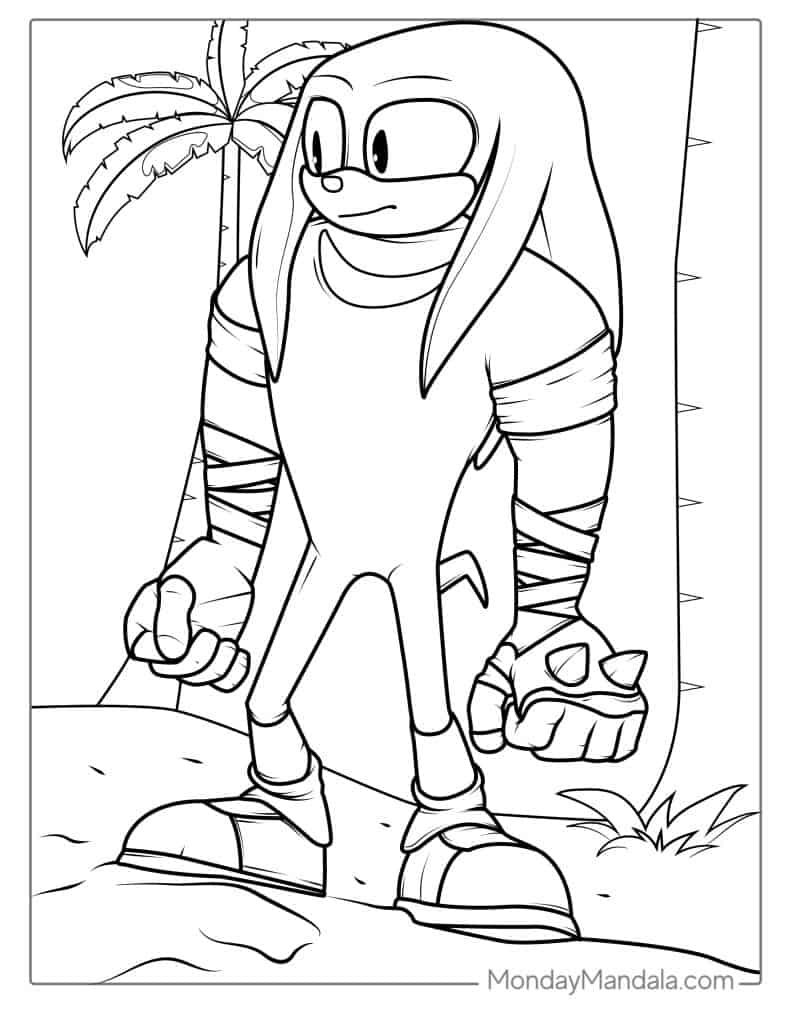 Knuckles The Echidna Coloring Page