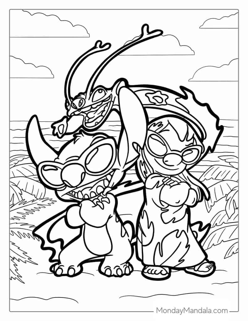 Lilo and Stitch With Reuben Coloring Page