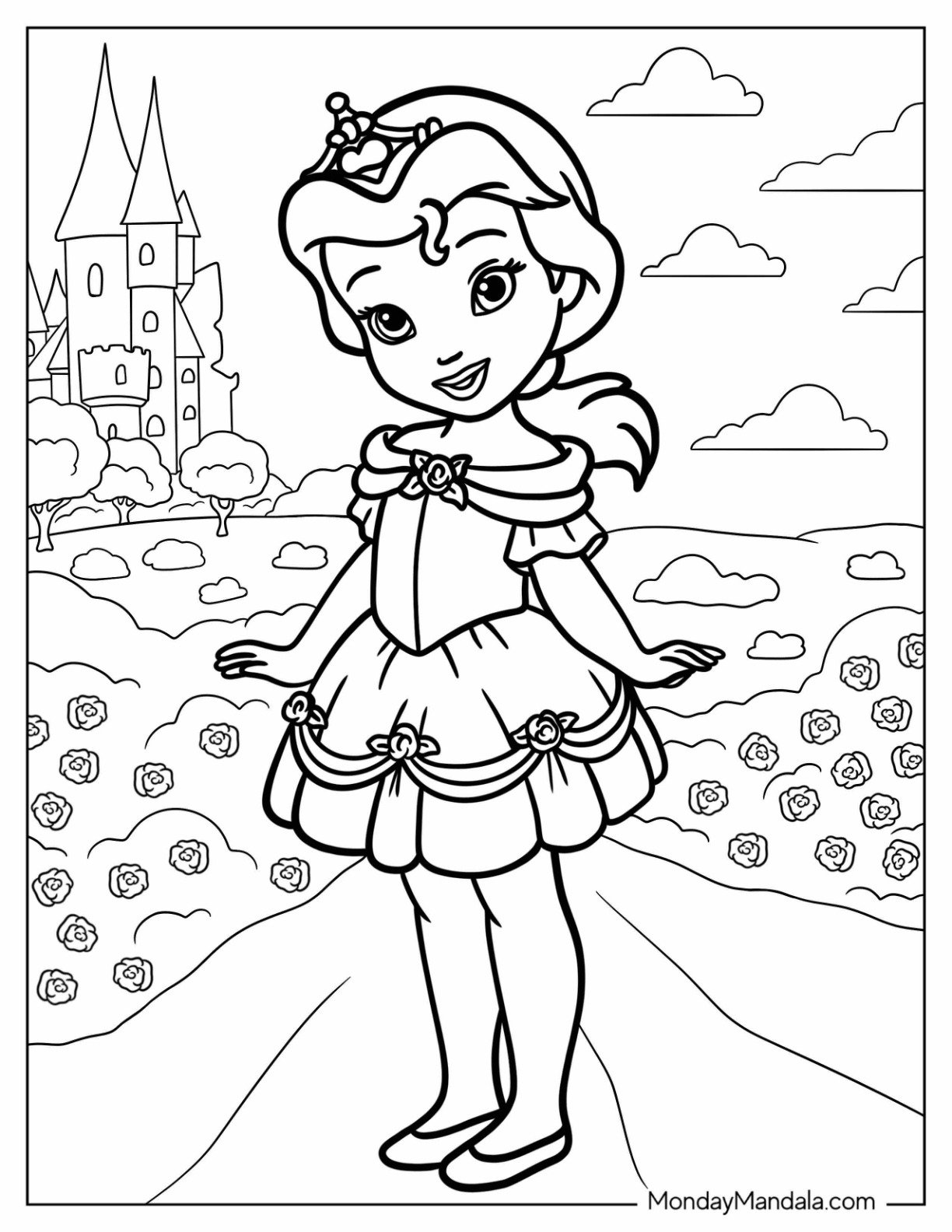 Disney Princess Coloring Page Of Little Belle In Gown