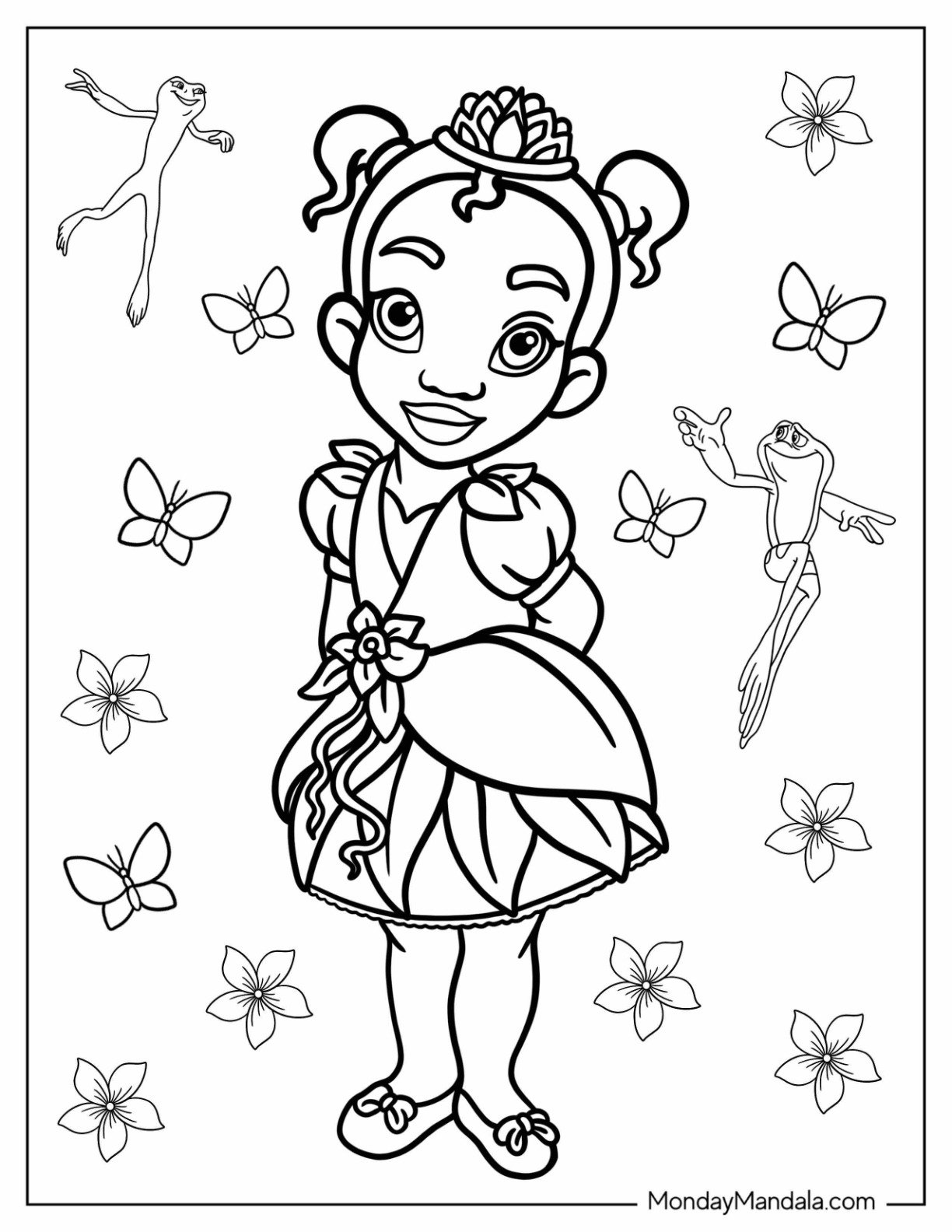 Disney Princess Coloring Page Of Little Tiana