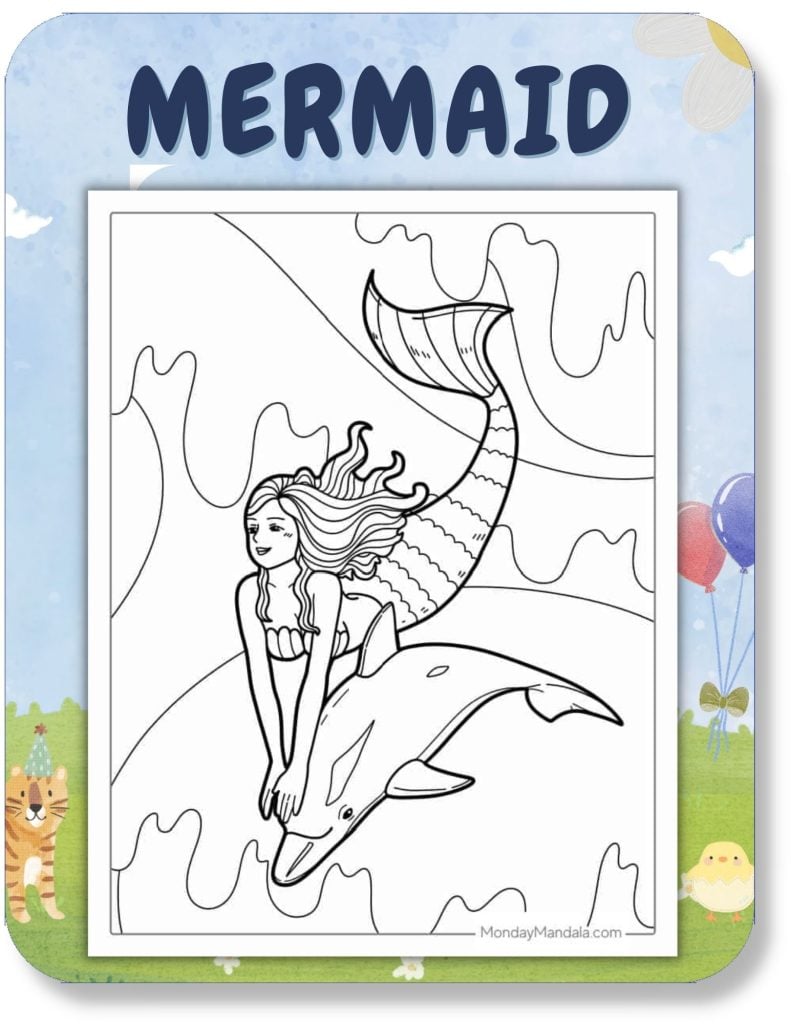 Mermaid Coloring Pages For Kids v2
