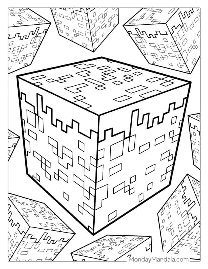 Minecraft Blocks Coloring Page For Kids