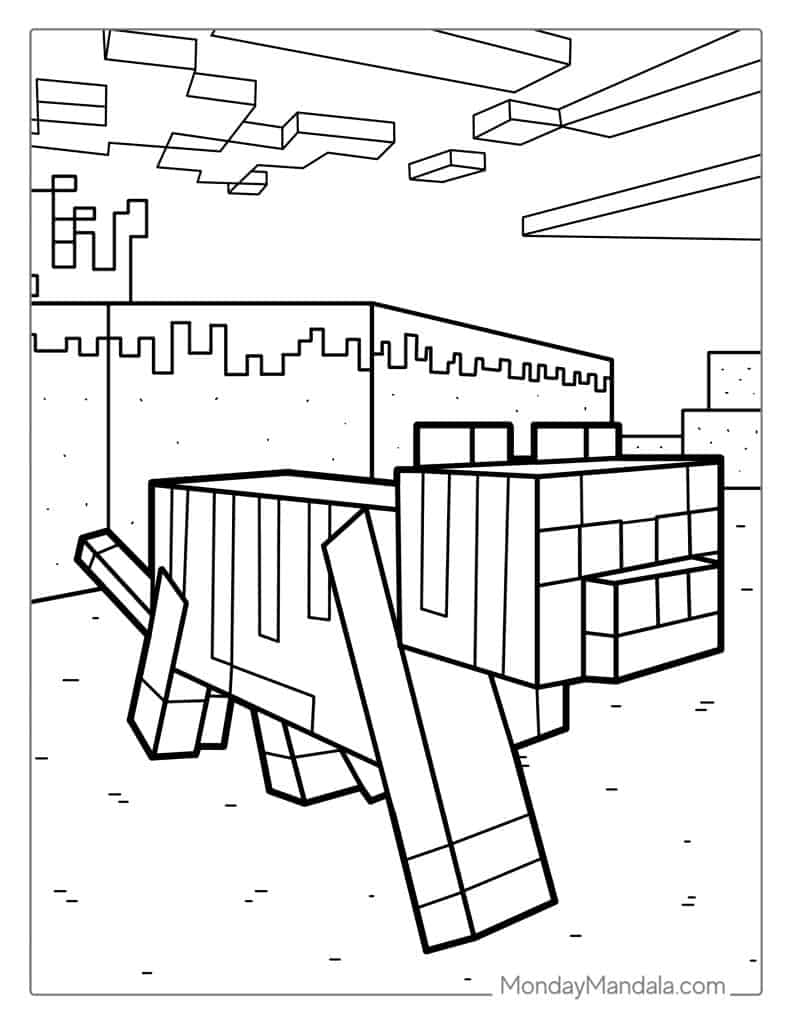 Minecraft Cat Coloring Page