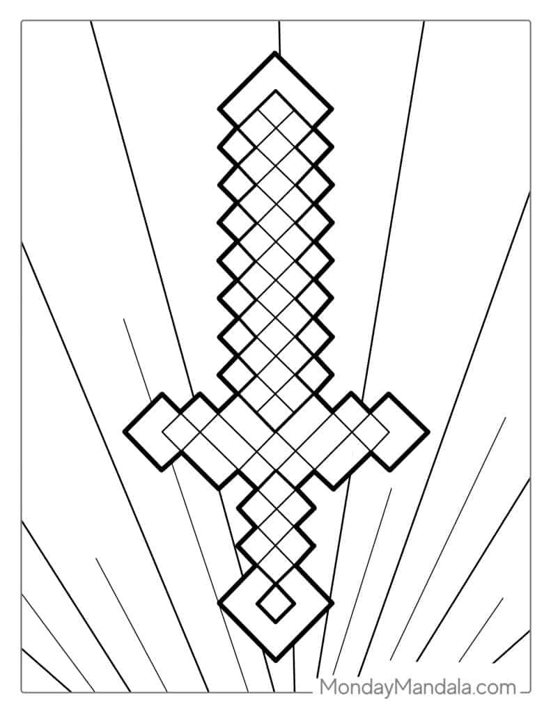 Minecraft Diamond Sword Coloring Page