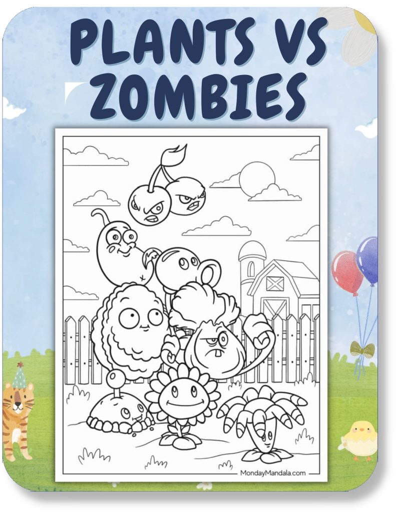 Plants vs Zombies Coloring Pages For Kids