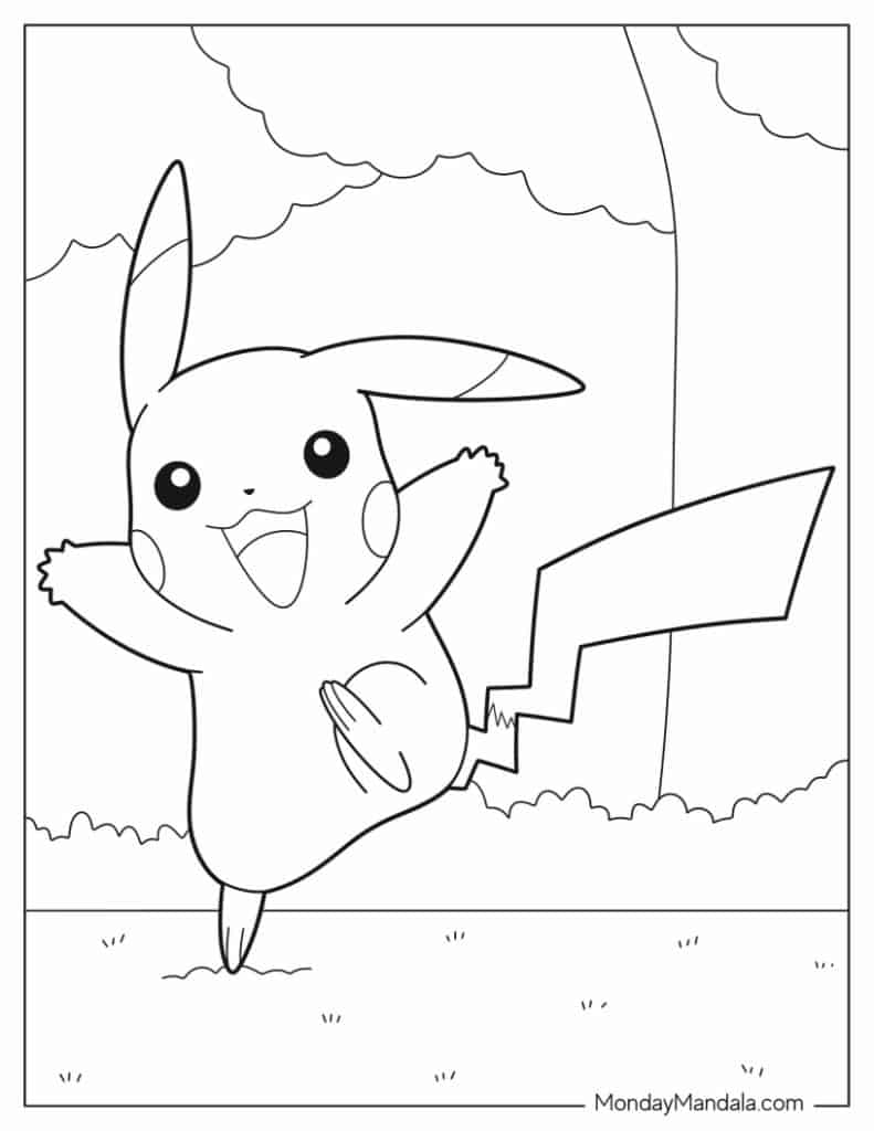 Playful Pikachu Coloring In