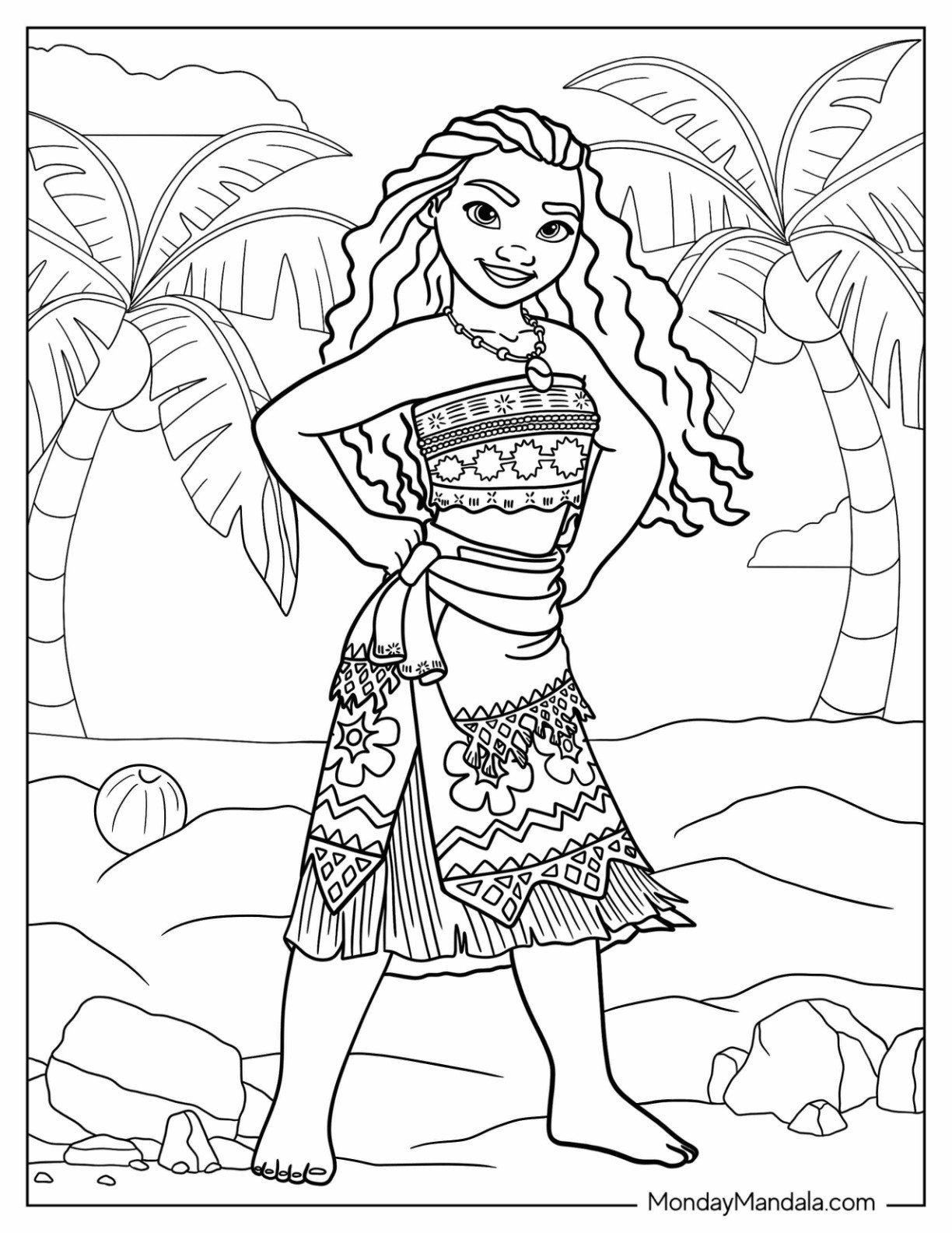 Disney Princess Coloring Page Of Moana