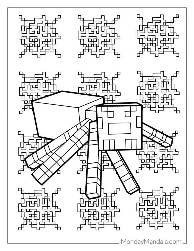 Simple Minecraft Spider Coloring Page