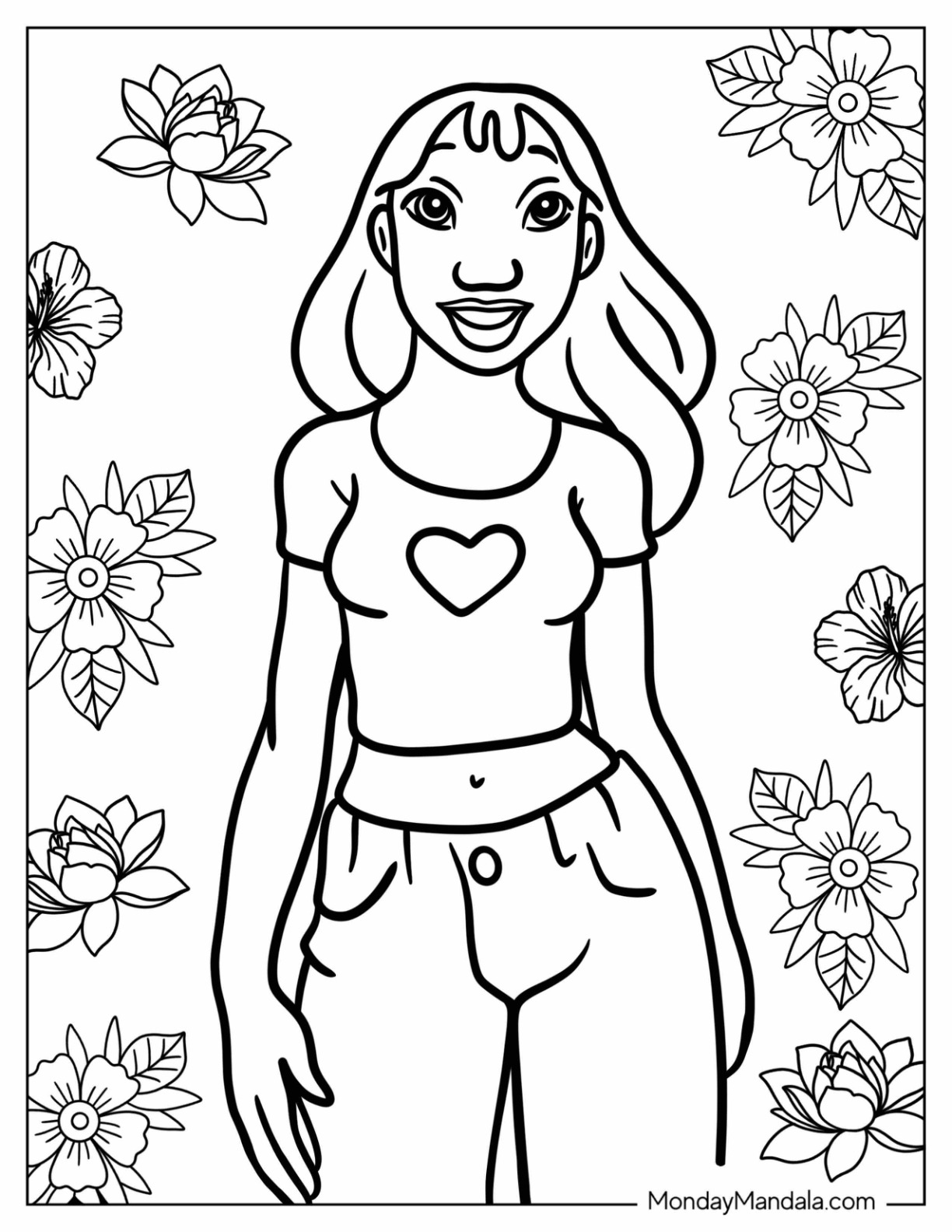 Lilo & Stitch Coloring Page Of Simple Nani Pelekai For Kids