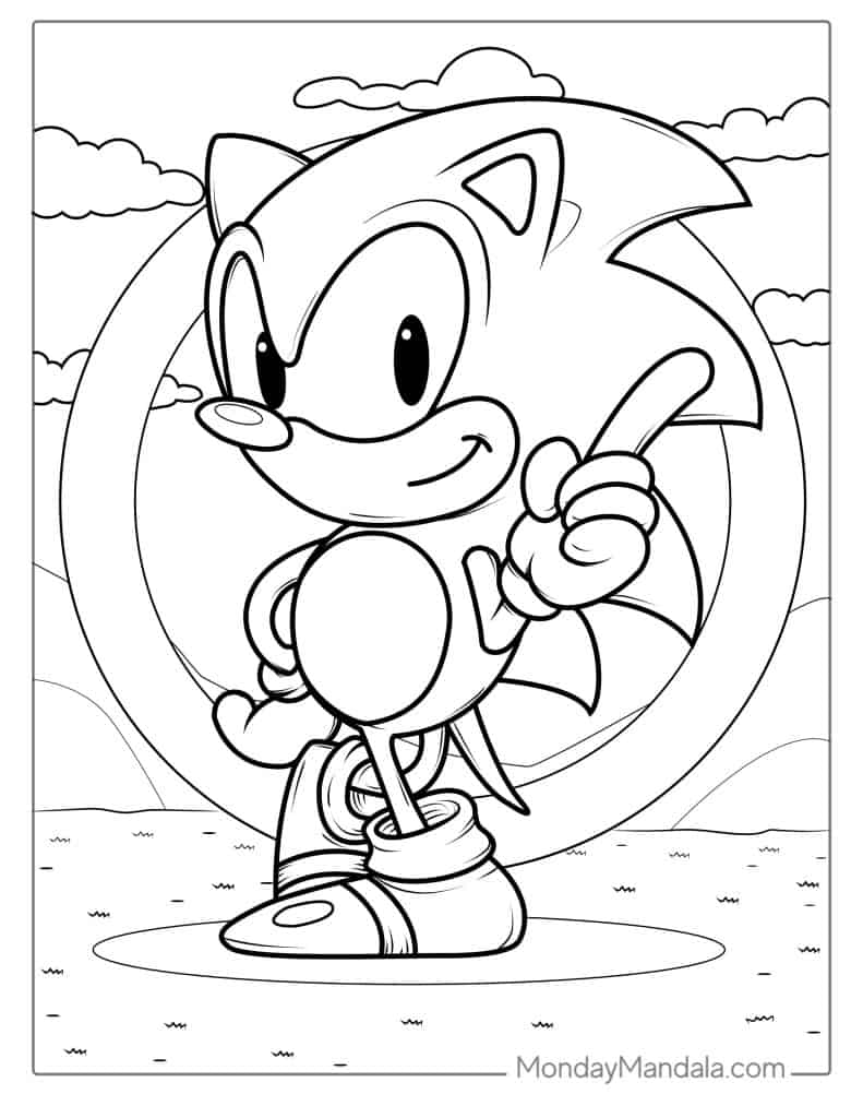 Smiling Sonic Coloring Sheet