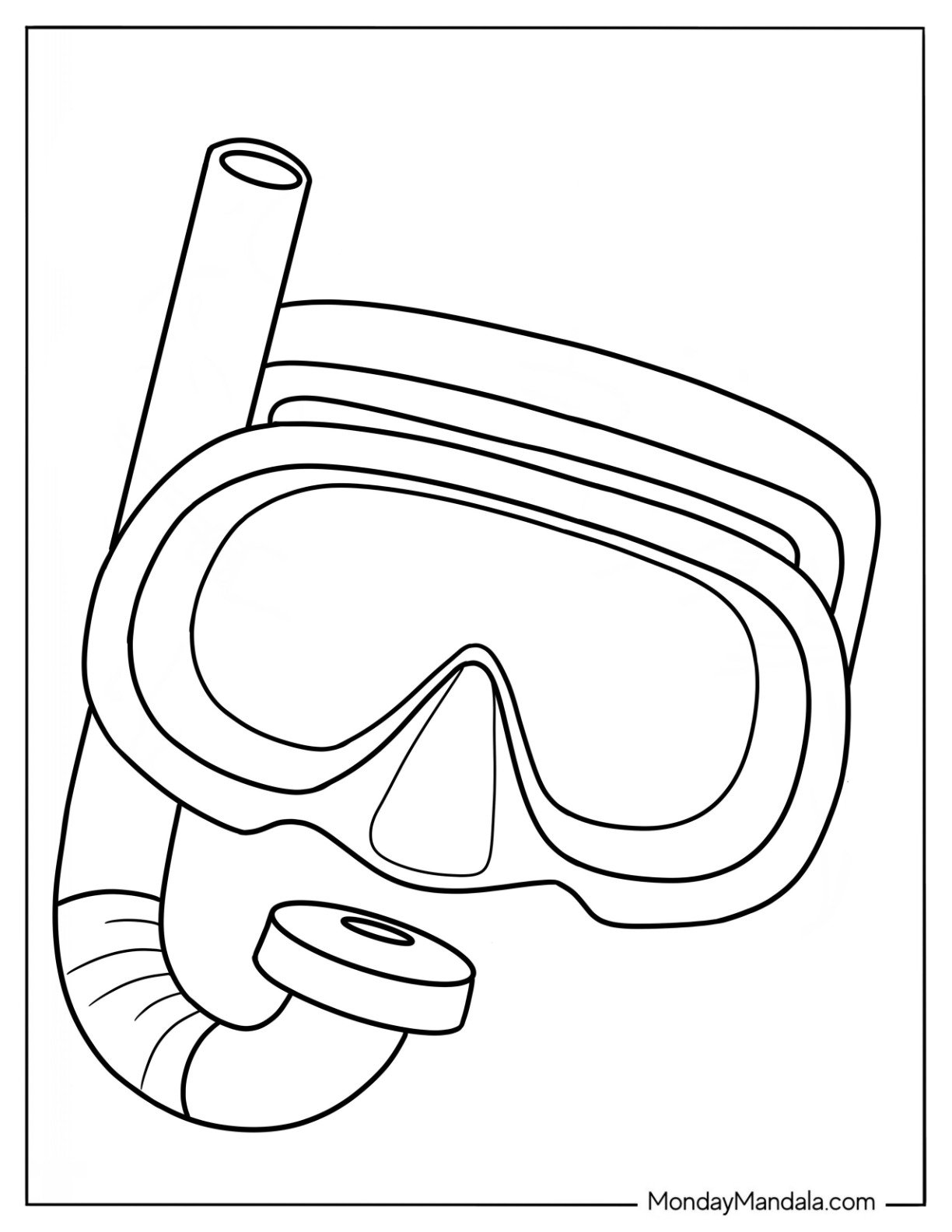 Summer Coloring Page Of Snorkeling Gear