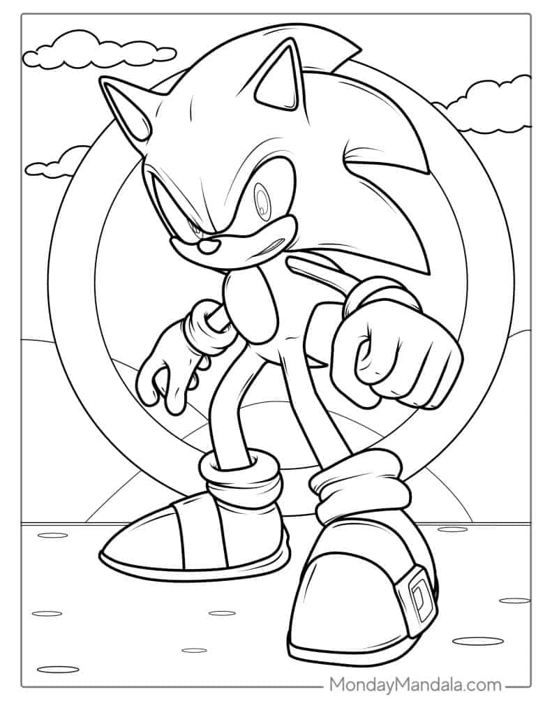 Sonic Coloring Page For Kids