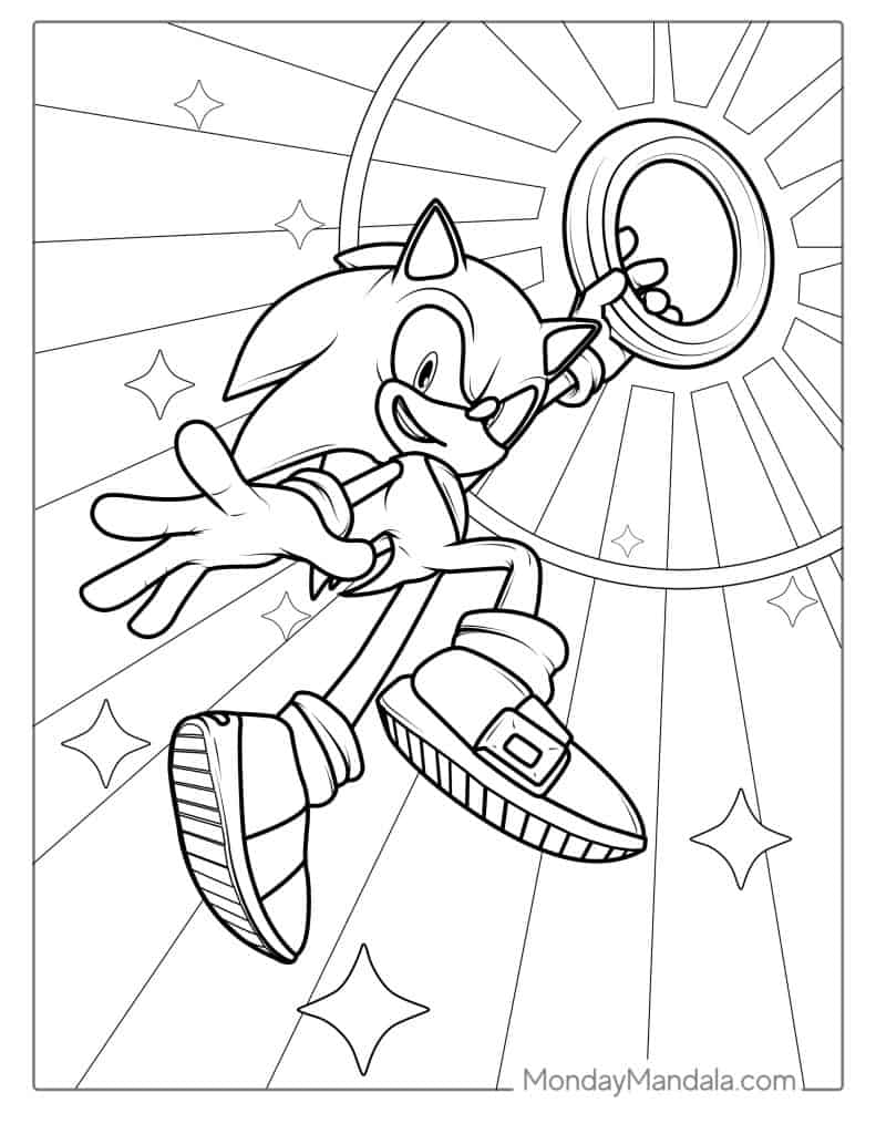 Sonic Leaping Through Air With Ring