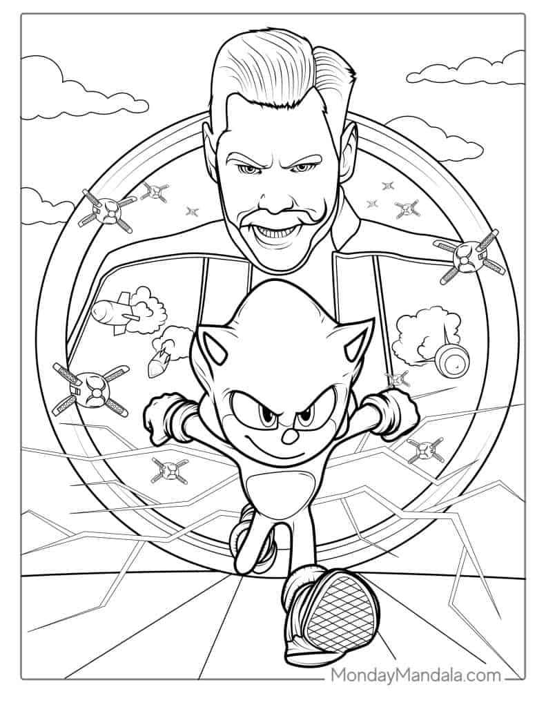 Sonic Movie Poster Coloring Sheet