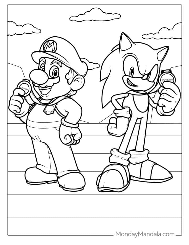 Super Sonic And Mario To Color