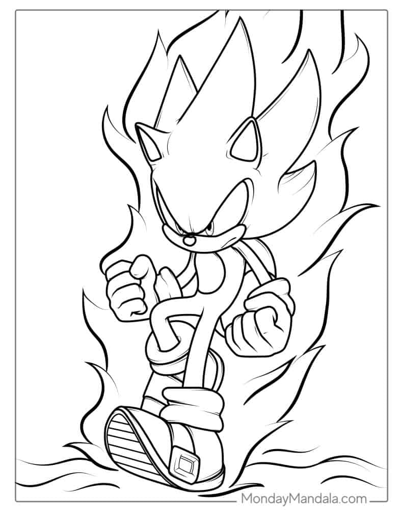 Super Sonic Coloring Page For Kids