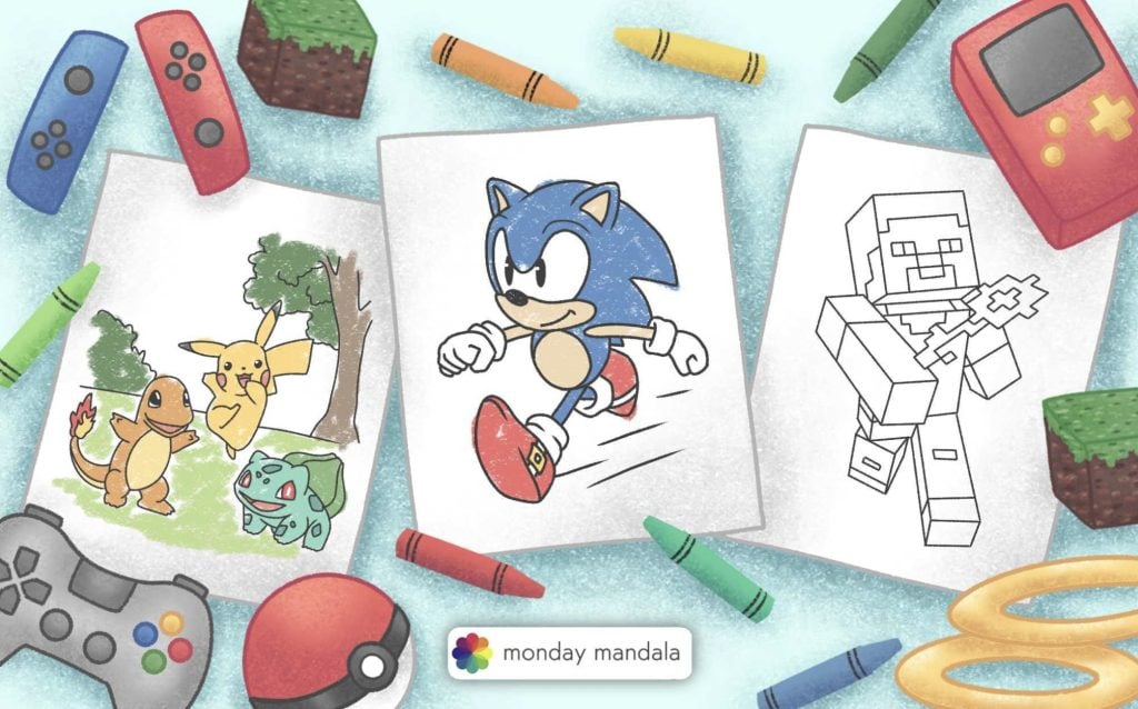 video game coloring pages feature image