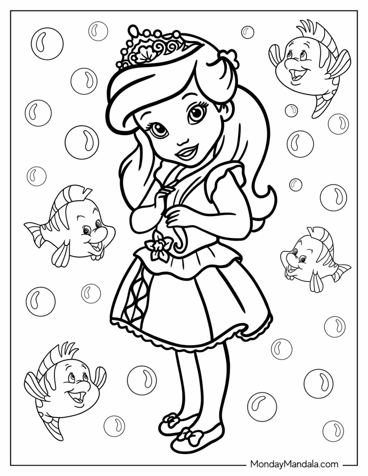 Disney Princess Coloring Page Of Young Human Ariel